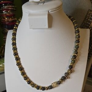 Elegant Gold and Black Beaded Necklace